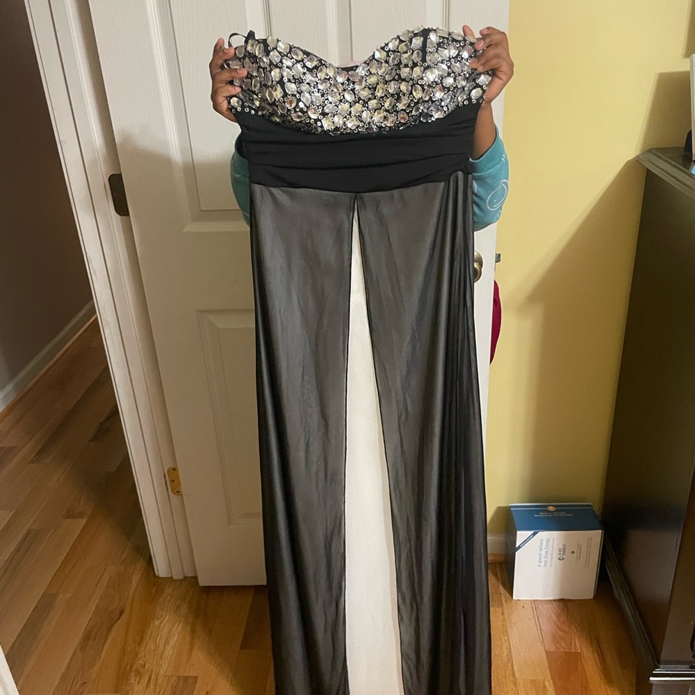 Deb Black and White Prom Dress